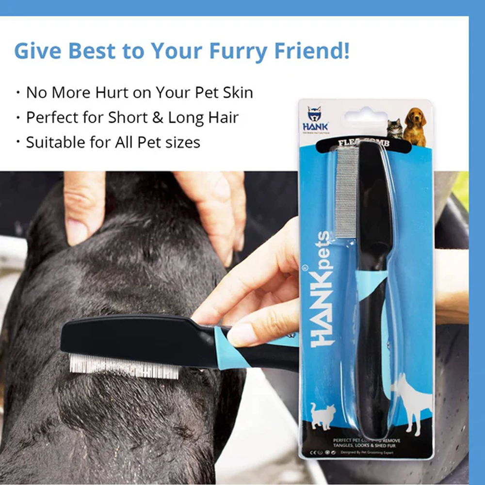 Hank Flea Comb for Pets (Blue)