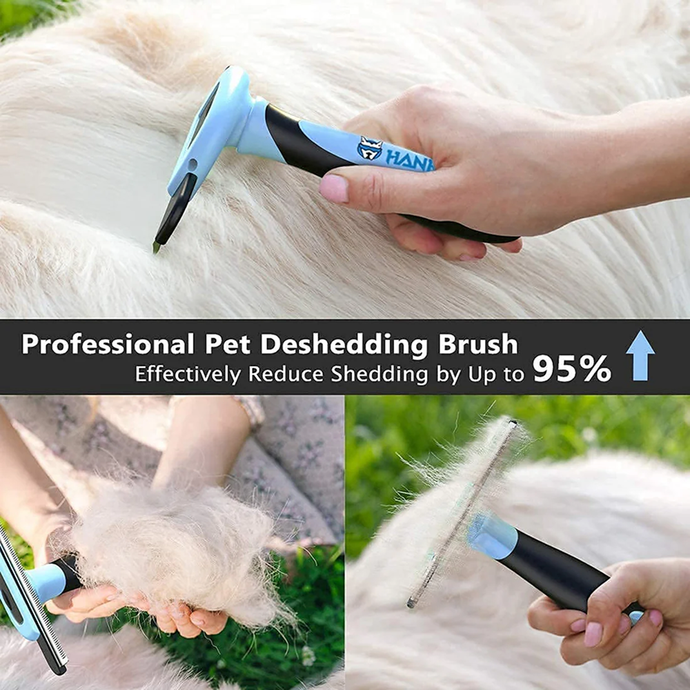 Hank Grooming Brush shedding for Pets (Blue)