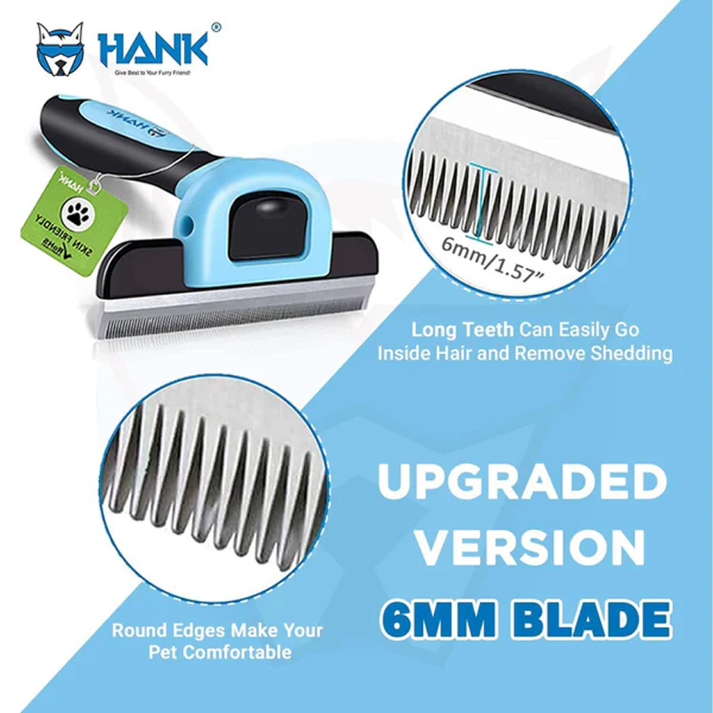 Hank Grooming Brush shedding for Pets (Blue)