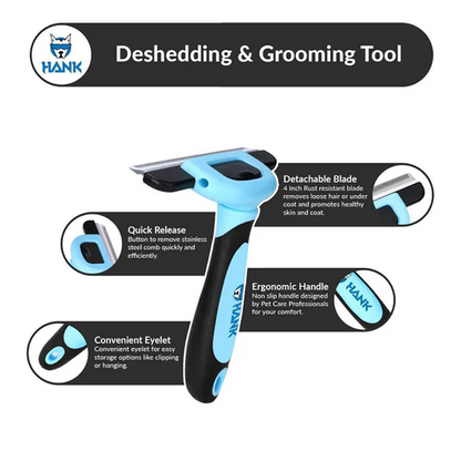 Hank Grooming Brush shedding for Pets (Blue)