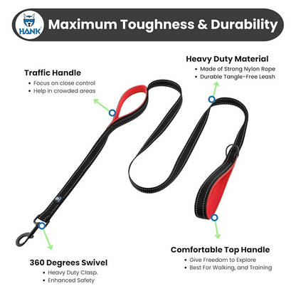 Hank Leash Design for Heavy Puller Dogs (Red)