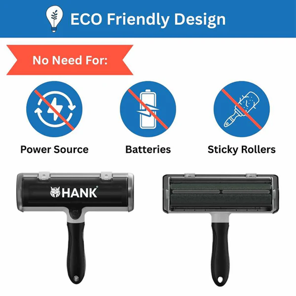 Hank Pet Hair Remover Reusable Lint Remover Roller Brush (Black)