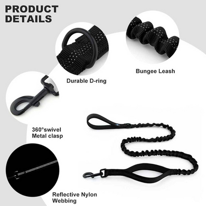 Hank Tactical Bungee Leash for Dogs (Black)