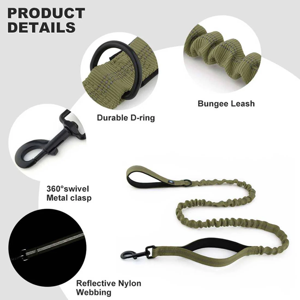 Hank Tactical Bungee Leash for Dogs (Green)