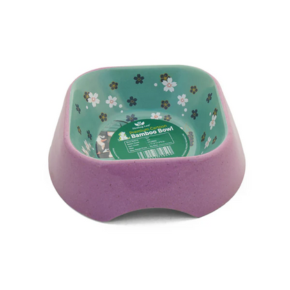 Healing Leaf Eco Friendly Bamboo Bowl for Dogs and Cats (Purple)