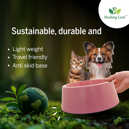 Healing Leaf Eco Friendly Bamboo Bowl for Dogs and Cats (Yellow)