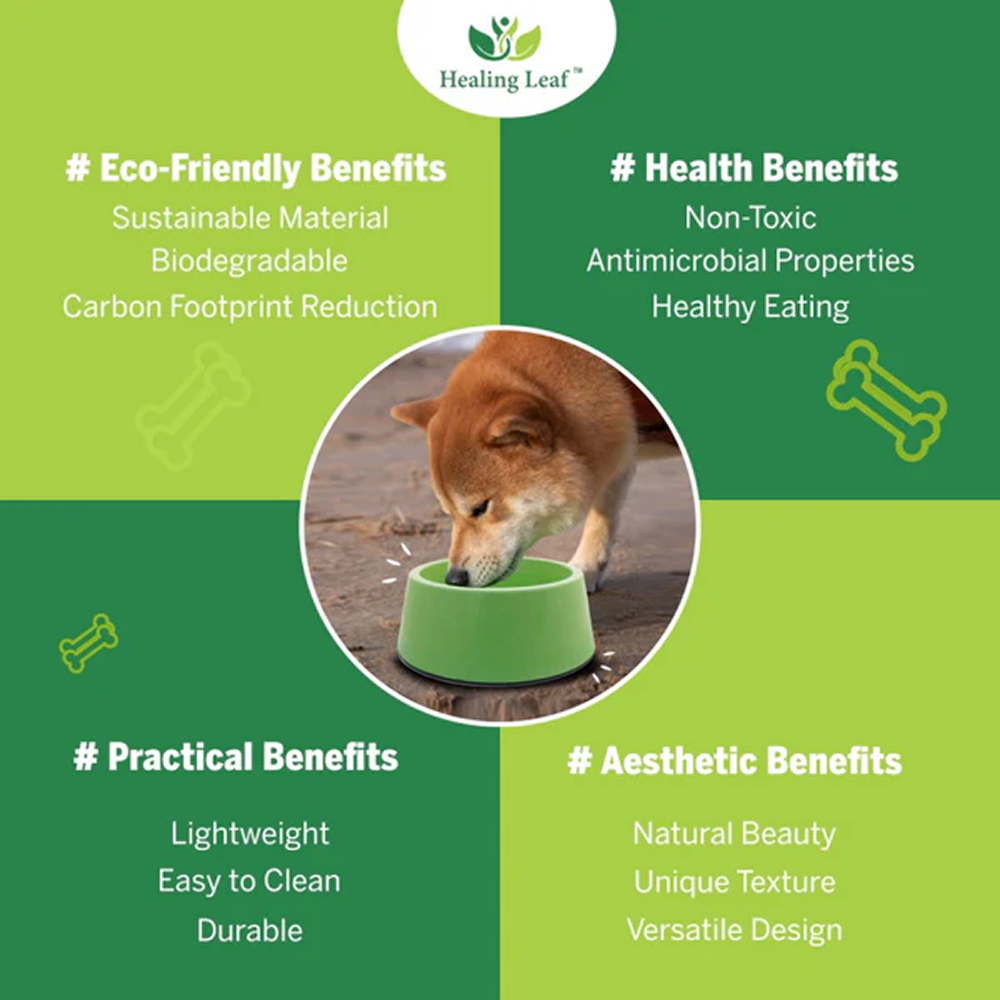 Healing Leaf Eco Friendly Bamboo Bowl for Dogs and Cats (Yellow)
