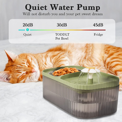 Pet Vogue Exclusive Cat Water Fountain and Food Bowl with Ultra-Quiet Pet Water Dispenser for Cats and Small Dogs (Green)