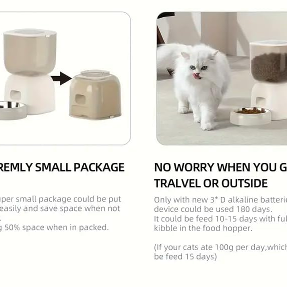 Pet Vogue Automatic Feeder Stainless Steel Dish for Cats and Small Dogs