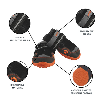M Pets Hiking Shoes for Dogs (Orange/Black)
