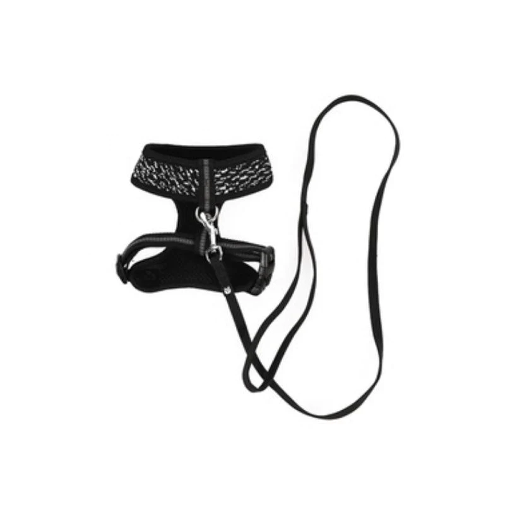 M Pets Letsgo Harness & Leash for Cats (Black & White)