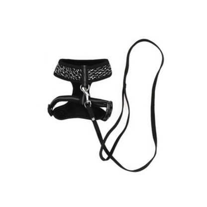 M Pets Letsgo Harness & Leash for Cats (Black & White)