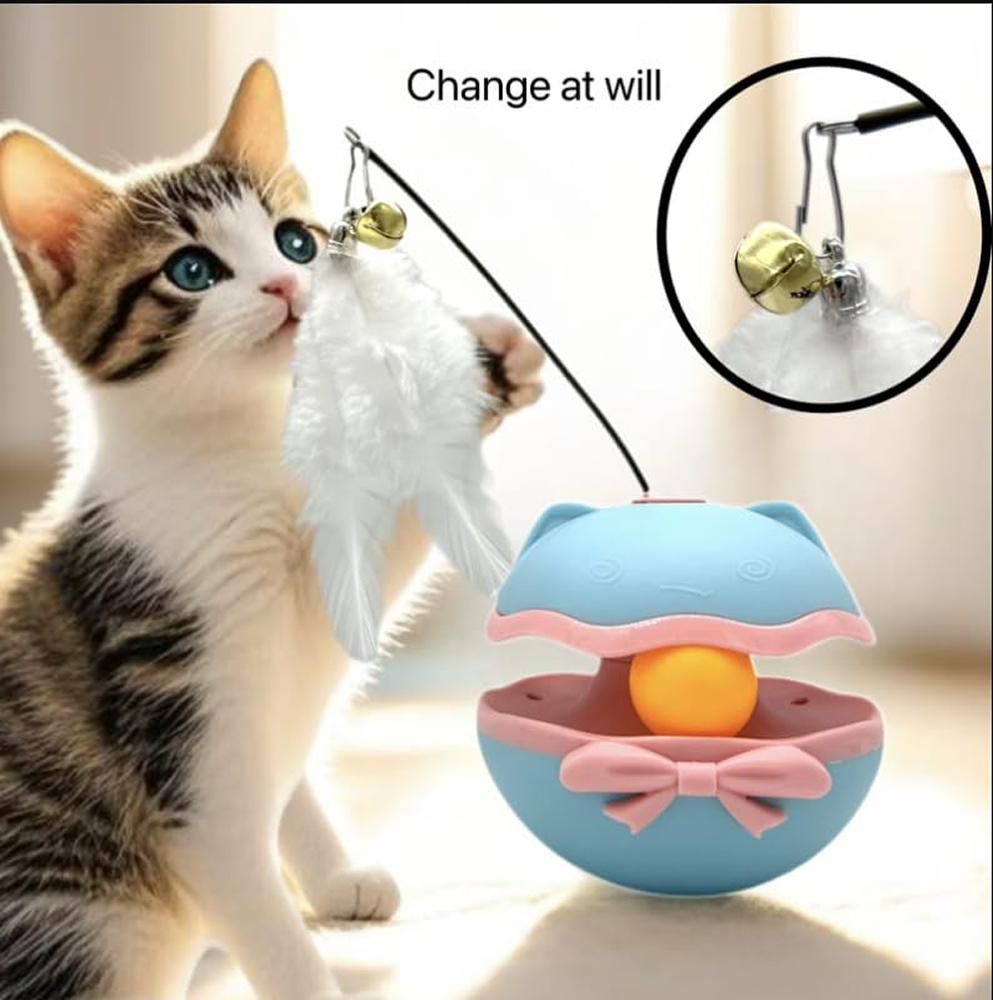 PetVogue Interactive Roller Track Electric Self-Play Tumbler Toy with Teasing Stick and Balls for Indoor Cats and Kittens