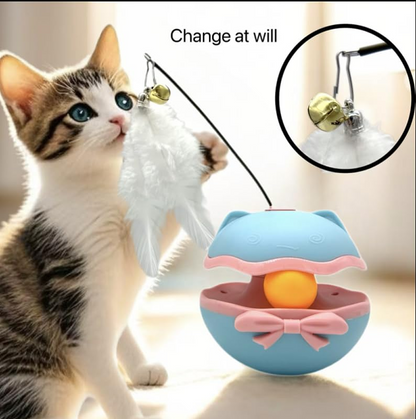PetVogue Interactive Roller Track Electric Self-Play Tumbler Toy with Teasing Stick and Balls for Indoor Cats and Kittens