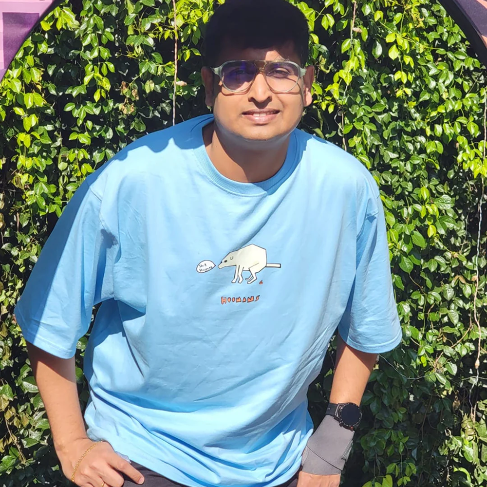 Hoomans Shit Happens T Shirt for Men and Women (Light Blue)