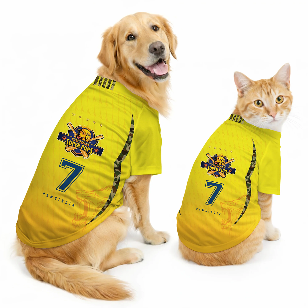 Pawsindia Chennai Super Pups T20 Pets Premier League Jersey for Dogs | Indian Pet League