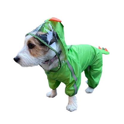 Barkbutler x Fofos Four Leg Dinosaur Raincoat for Dogs (Green)