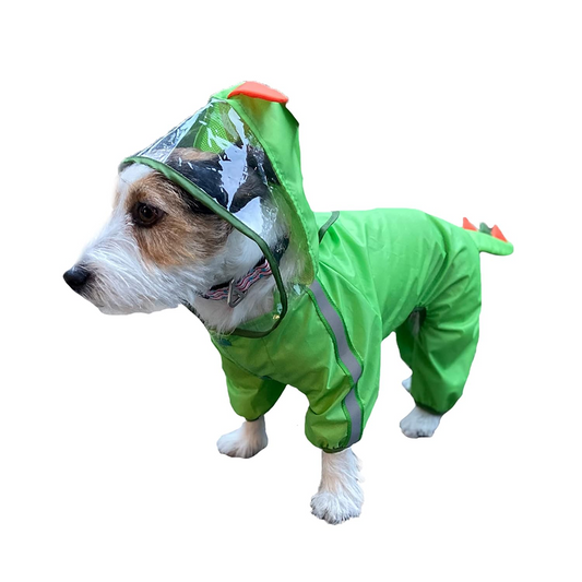 Barkbutler x Fofos Four Leg Dinosaur Raincoat for Dogs (Green)