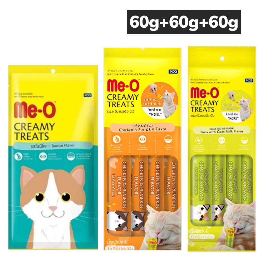 Me O Bonito Creamy, Chicken and Pumpkin and Tuna and Goat Creamy Treat Combo Cat