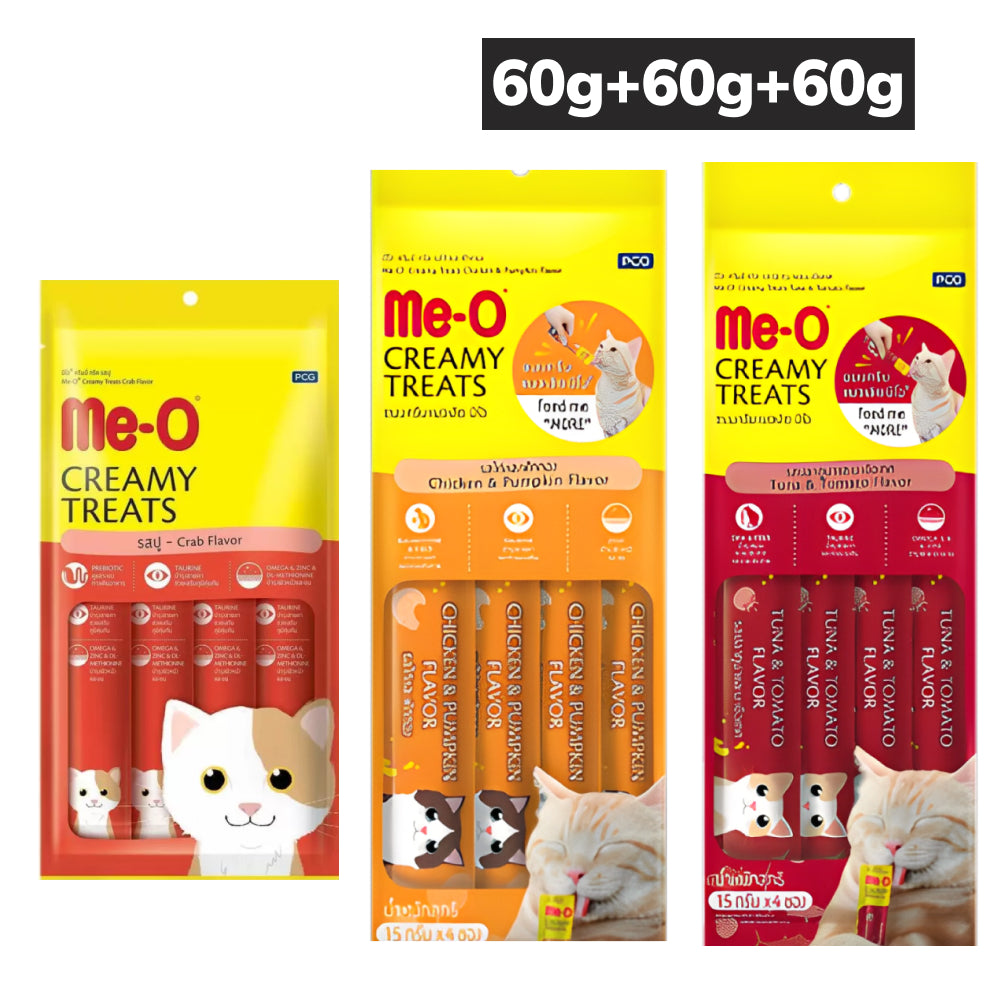 Me O Crab Creamy, Chicken and Pumpkin and Tuna and Tomato Creamy Treat Combo Cat
