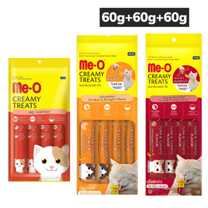 Me O Crab Creamy, Chicken and Pumpkin and Tuna and Tomato Creamy Treat Combo Cat