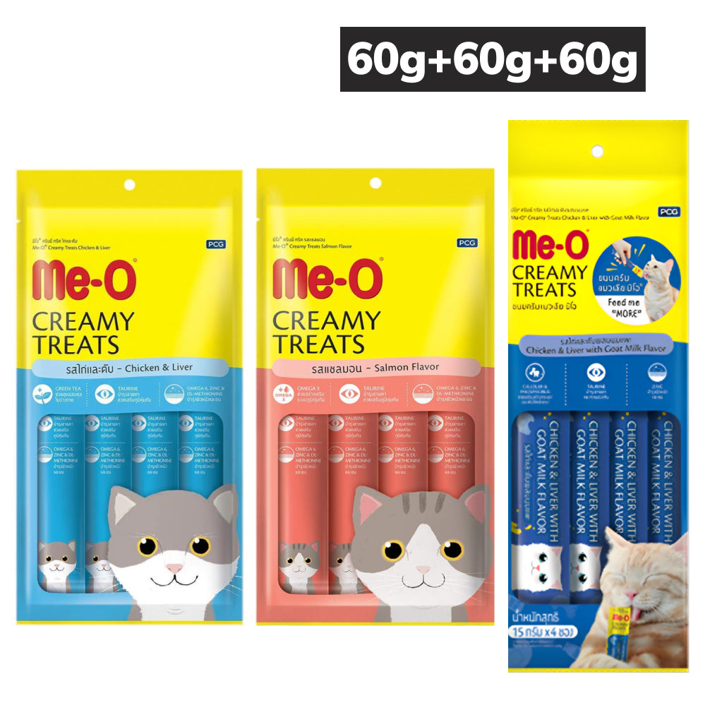 Me O Chicken, Liver, Salmon, Goat, Milk Combo Creamy Treats Cat