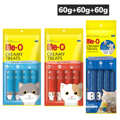 Me O Chicken, Liver, Crab, Goat, Milk Combo Creamy Treats Cat