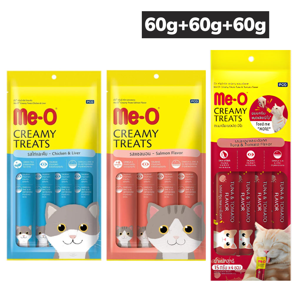 Me O Chicken, Liver, Salmon, Tuna, Tomato Combo Creamy Treats Cat