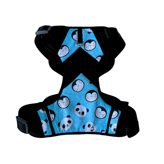 Dogobow Double Padded Harness with Panda Print for Dogs (Light Blue)