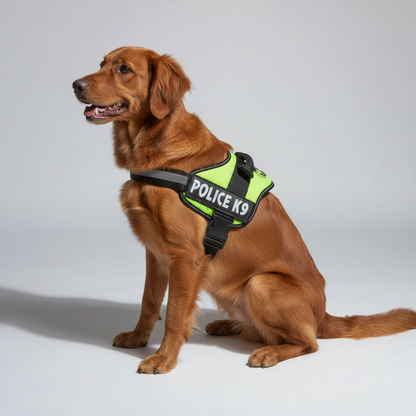 Skatrs Police K9 Harness for Dogs (Neon Green)