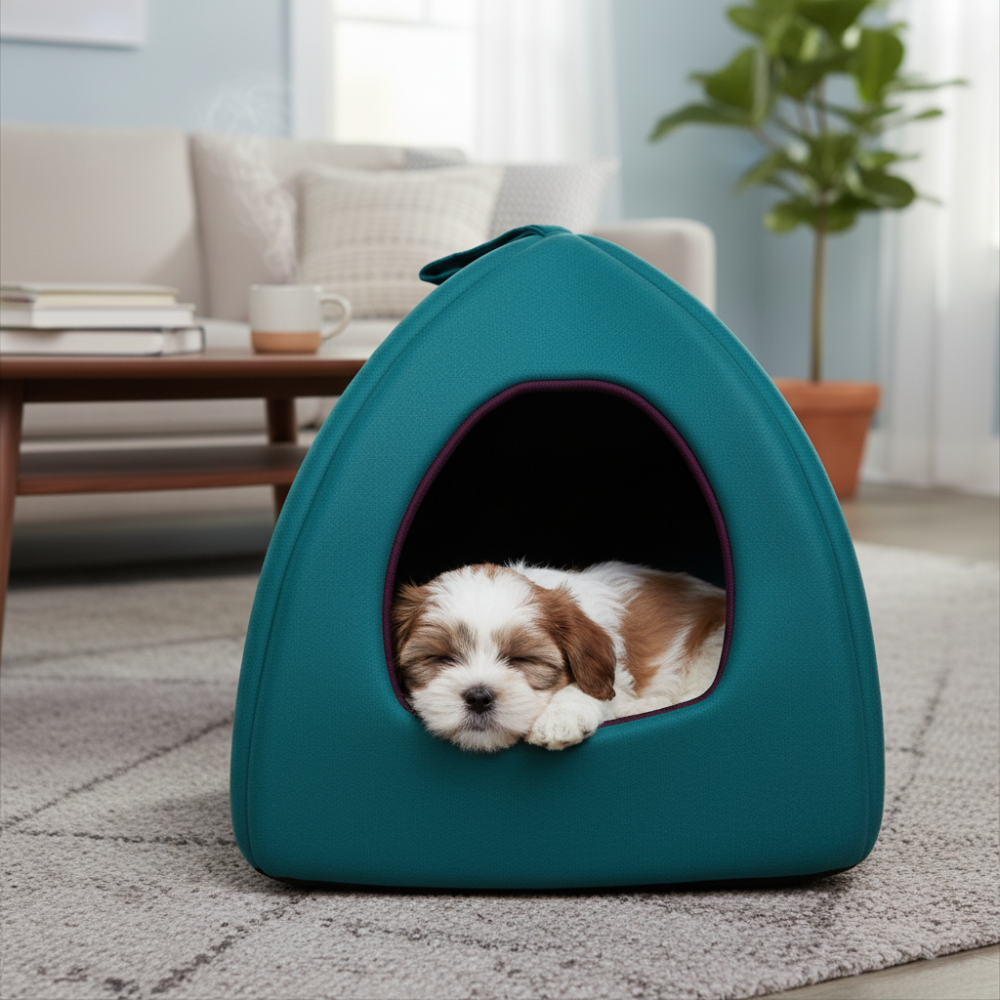 Skatrs Cozy House for Cats, Kittens and Small Dogs (Teal Blue and Purple)