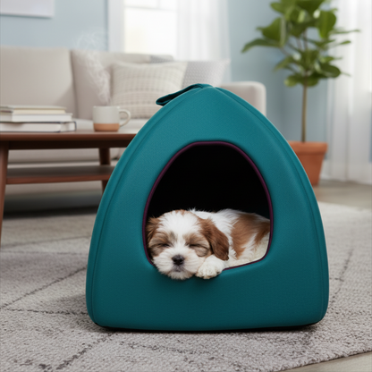 Skatrs Cozy House for Cats, Kittens and Small Dogs (Teal Blue and Purple)