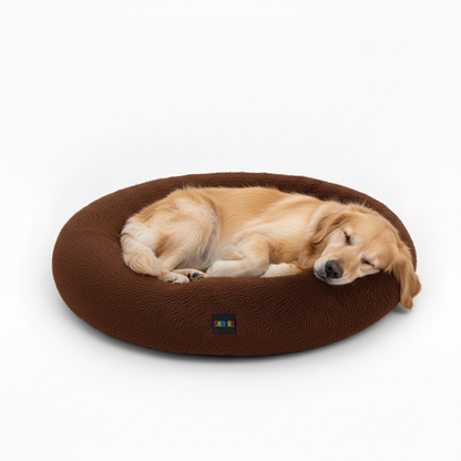 Skatrs Round Donut Bed for Cats and Small and Medium Dogs (Brown)
