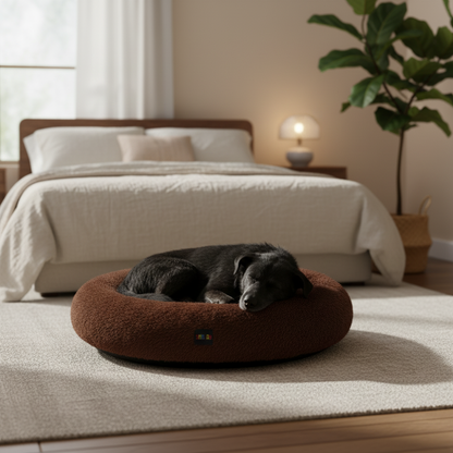 Skatrs Round Donut Bed for Cats and Small and Medium Dogs (Brown)