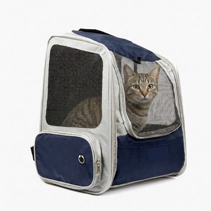 Skatrs Breathable Cat Backpack Carrier Foldable & Ventilated Travel Bag for Adult & Kitten Cats (Blue)