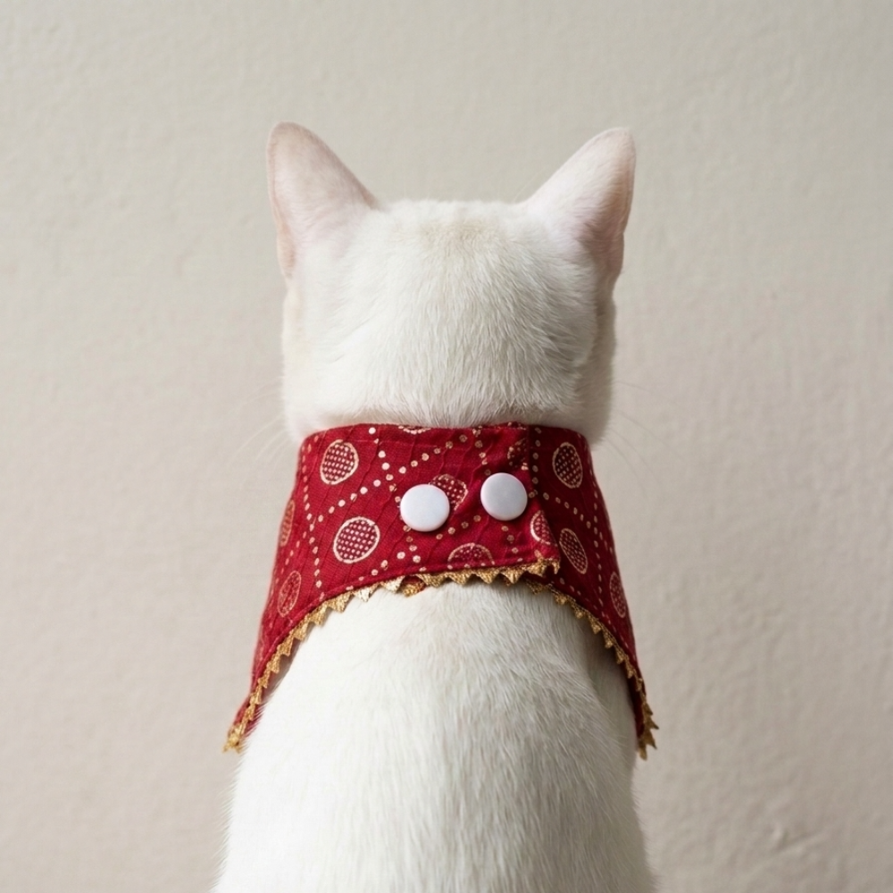 Skatrs Ethnic Bandana for Cats (Red)