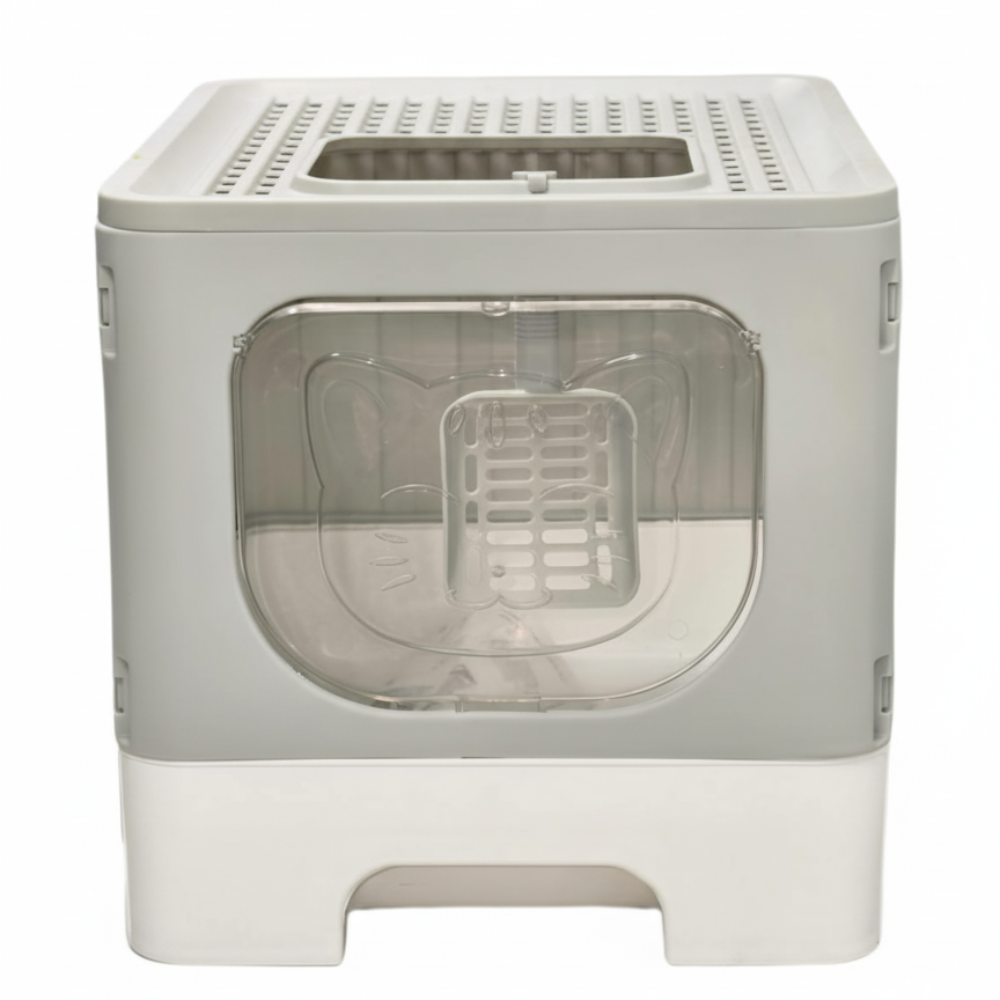 Skatrs Foldable Covered Cat Litter Box with Anti-Spill Tray Easy Cleaning Spacious Design Top and Side Openings Litter Tray for Cats and Kittens