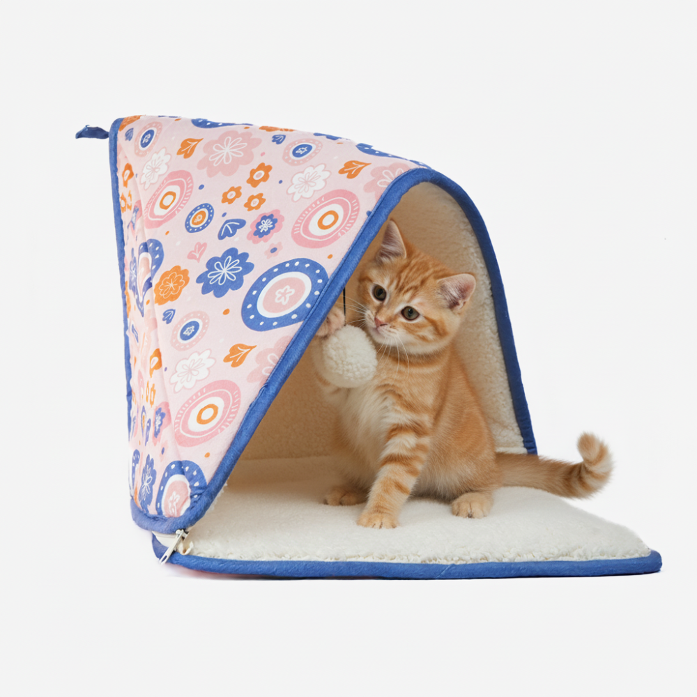 Skatrs Cozy Tent for Cats, Kittens and Small Dogs (Pink and Blue)