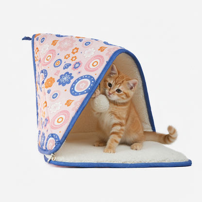 Skatrs Cozy Tent for Cats, Kittens and Small Dogs (Pink and Blue)