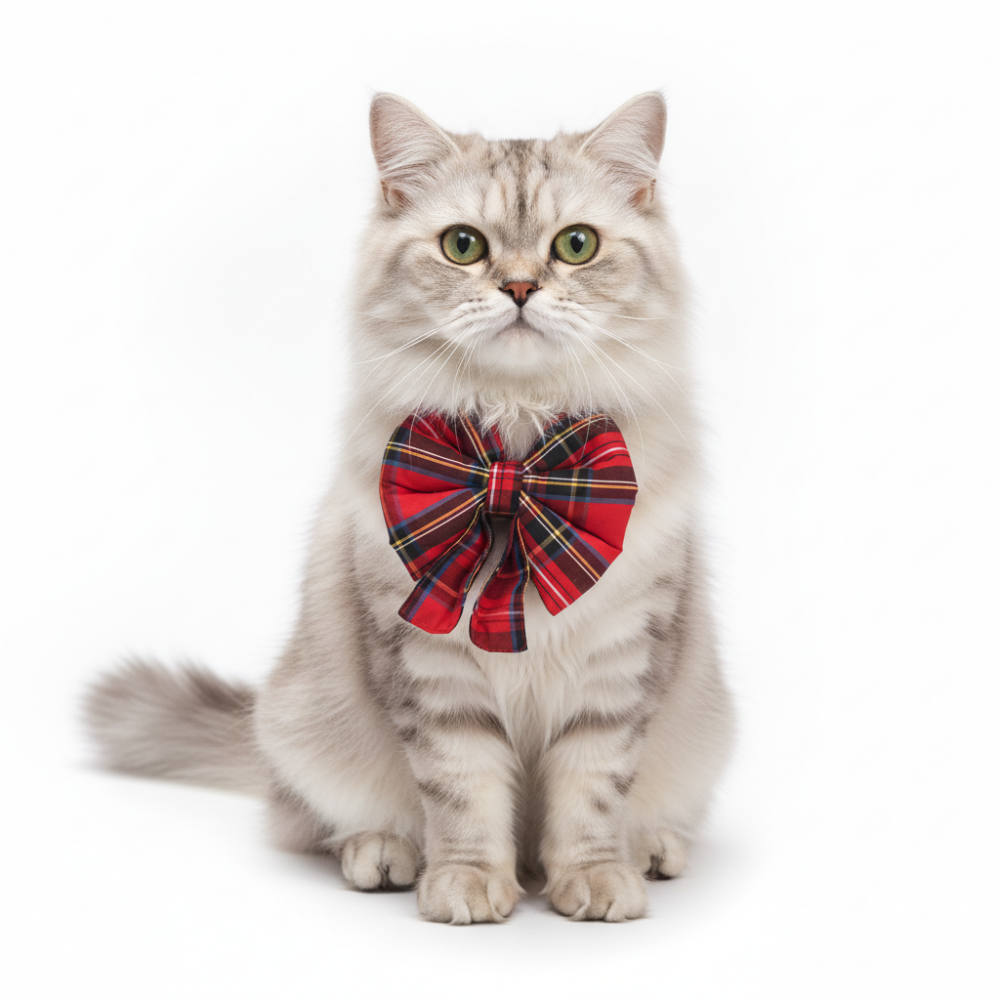 Skatrs Checkered Scottish Red Bow for Dogs and Cats