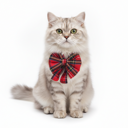 Skatrs Checkered Scottish Red Bow for Dogs and Cats