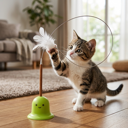 Skatrs Suction Cup Tease Stick with Feather Wand Toy for Cats