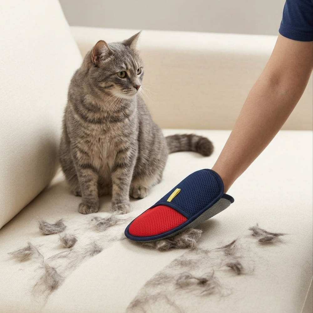 Skatrs Pet Hair & Lint Removal Gloves Static Enhanced Grooming Mitt for Dogs & Cats, Reusable Cleaning Glove for Furniture, Carpets & Car Seats ( Colour May Vary)