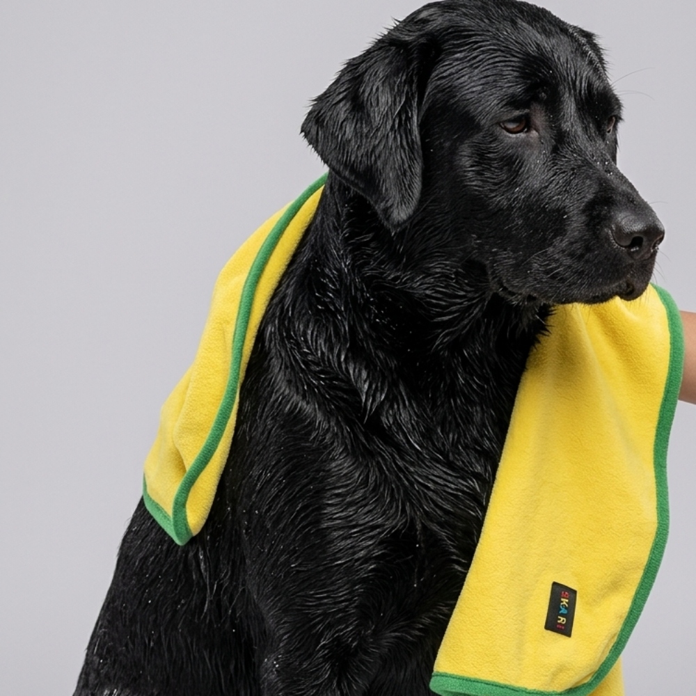 Skatrs Pet towel for dog and cat ( Yellow and Green)