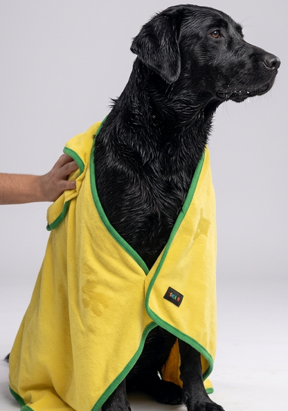 Skatrs Pet towel for dog and cat ( Yellow and Green)