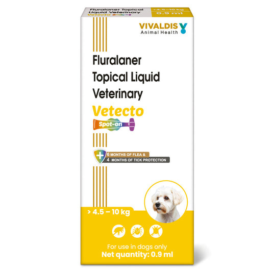 Vivaldis Vetecto Spot On (Fluralaner) Tick & Flea Protection for Dogs (4.5 to 10 kg)