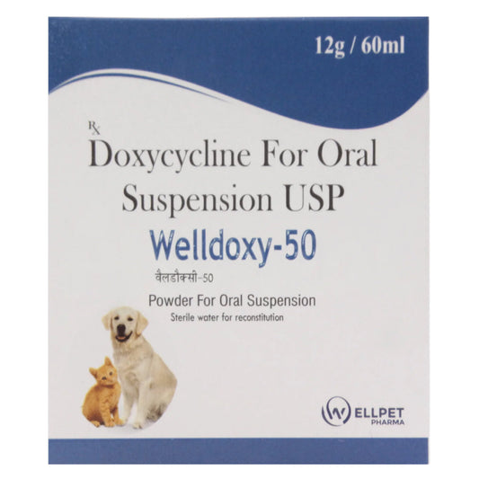 Wellpet Welldoxy 50 Syrup (Doxycycline Oral Suspension) Antibiotic Solution for Dogs & Cats