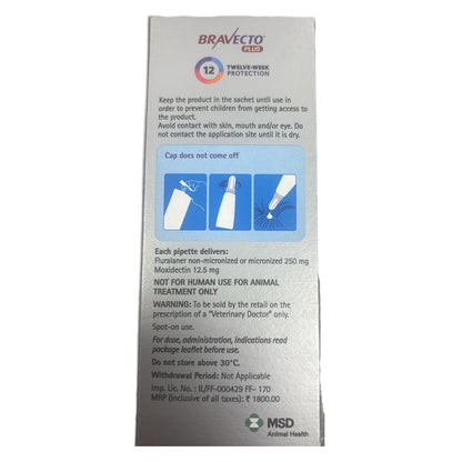 MSD Animal Health Bravecto 250mg (Fluralaner) Spot On Solution for Medium Sized Cats