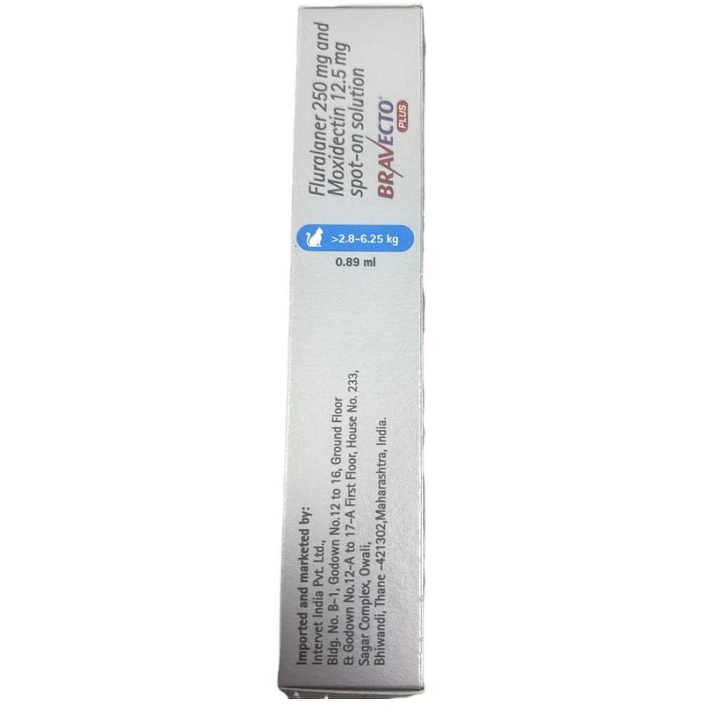 MSD Animal Health Bravecto 250mg (Fluralaner) Spot On Solution for Medium Sized Cats