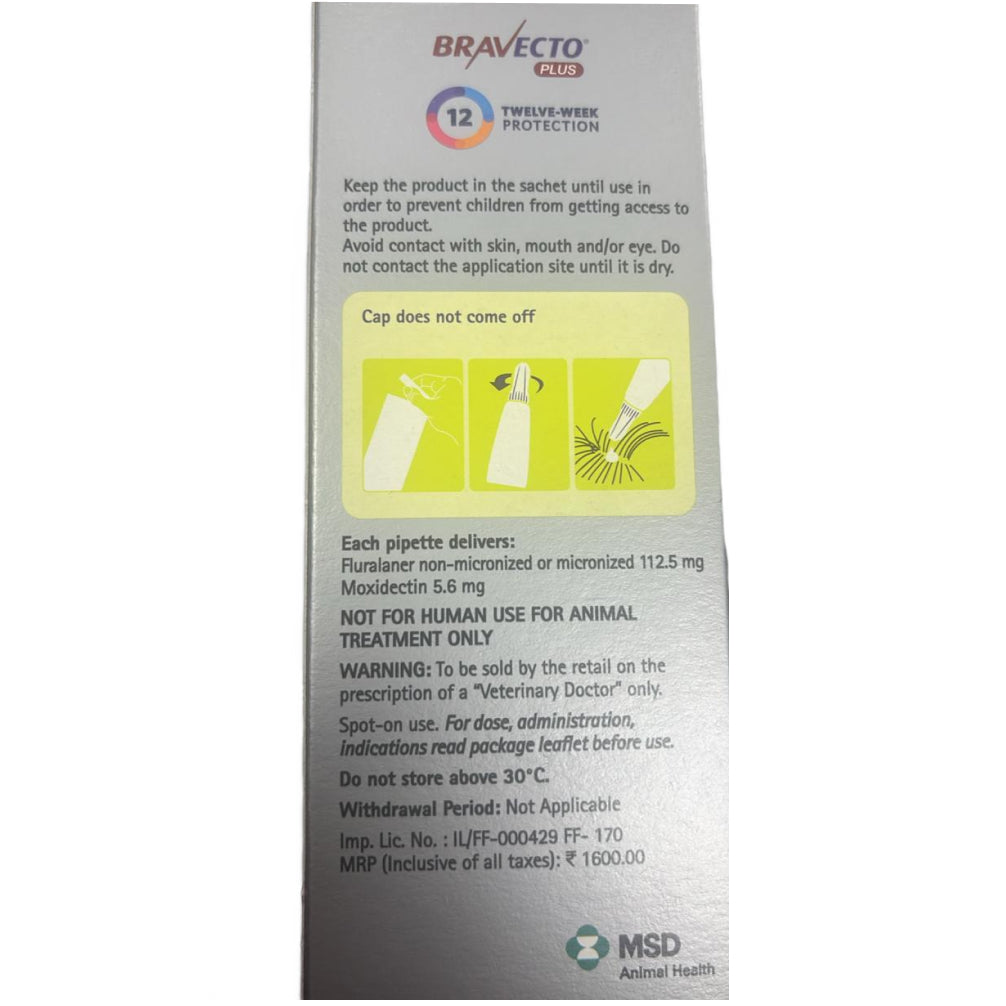 MSD Animal Health Bravecto 112.5mg (Fluralaner) Spot On Solution for Small Cats & Kittens (1 tube)